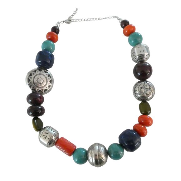 Southwest style Multicolor beaded statement necklace - Picture 1 of 4